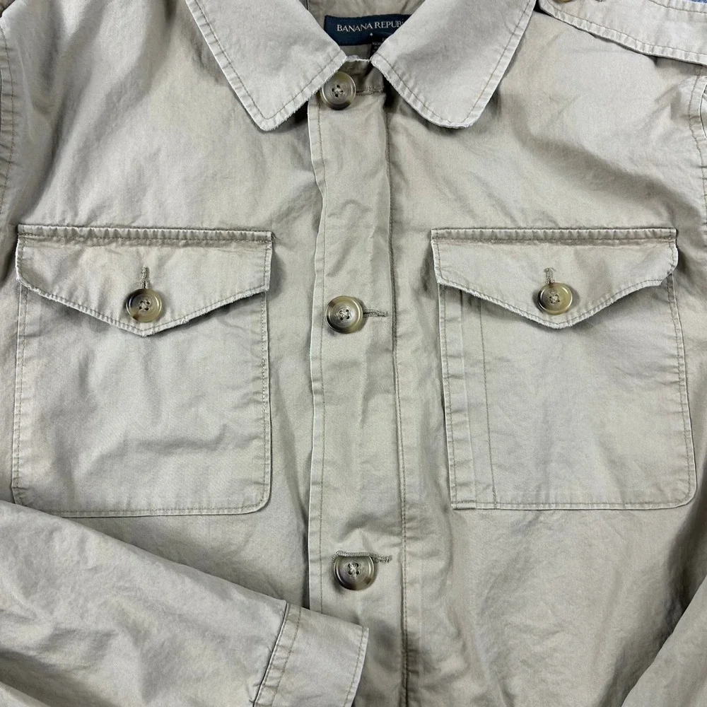 Banana Republic Field Jacket Mens XL Tan Cotton Safari Utility Military Button